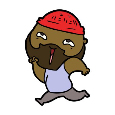 Çizgi film mutlu sakallı adam