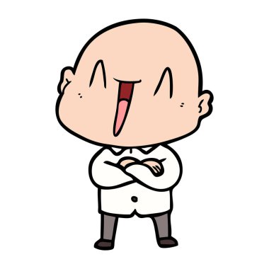 mutlu karikatür kel adam