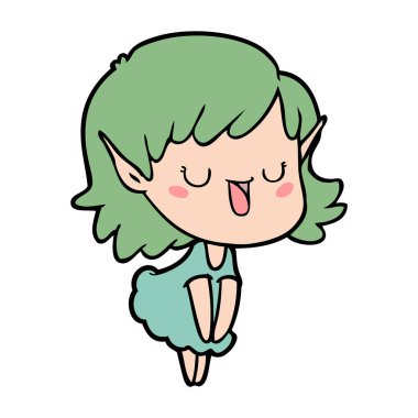 vektör çizim karikatür elf kızı