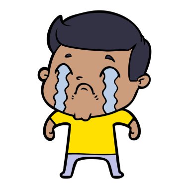 vektör çizim karikatür adam ağlıyor