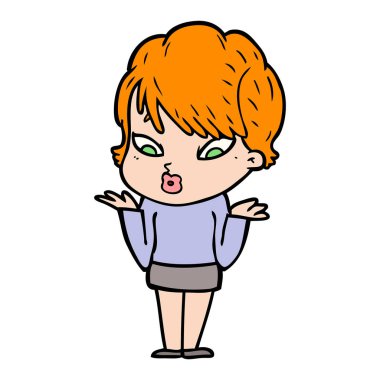 Çizgi filmdeki kadının vektör çizimi