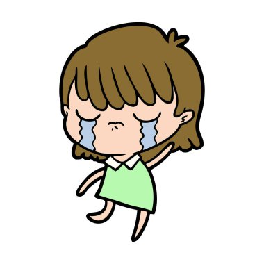 vektör çizim karikatür kadının ağladığını