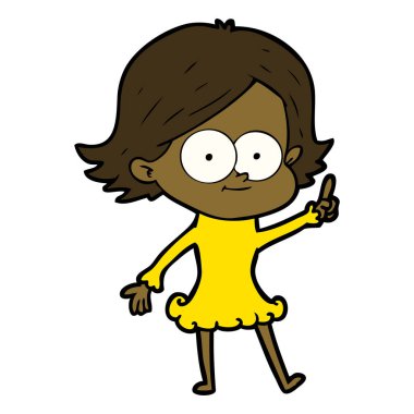 mutlu çizgi film kız vektör çizim