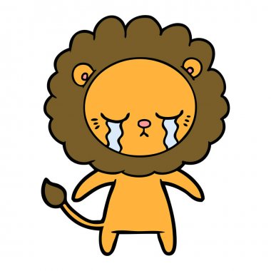 vektör çizim karikatür aslan ağlama