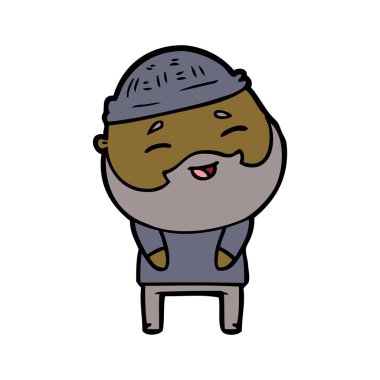 Çizgi film mutlu sakallı adam