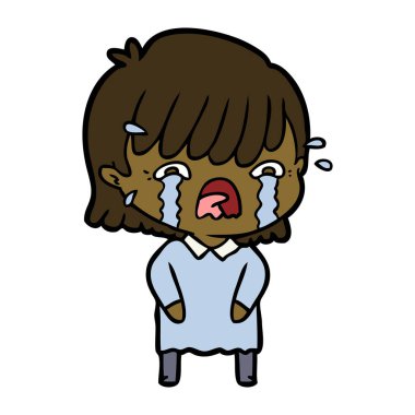 vektör çizim karikatür kız ağlıyor