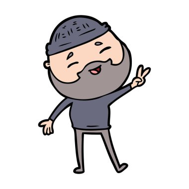 Çizgi film mutlu sakallı adam