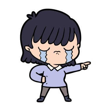 vektör çizim karikatür kadının ağladığını