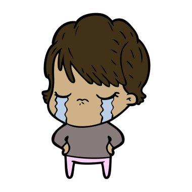 vektör çizim karikatür kadının ağladığını