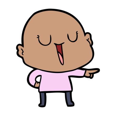 mutlu karikatür kel adam