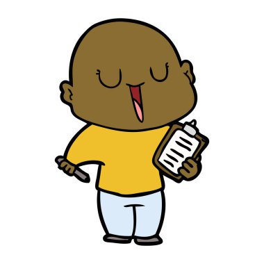 mutlu karikatür kel adam