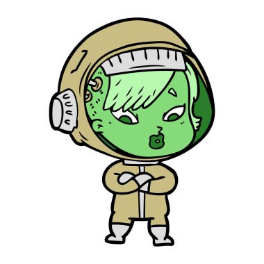 vektör çizim karikatür astronot kadın