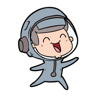 mutlu karikatür astronot vektör çizim