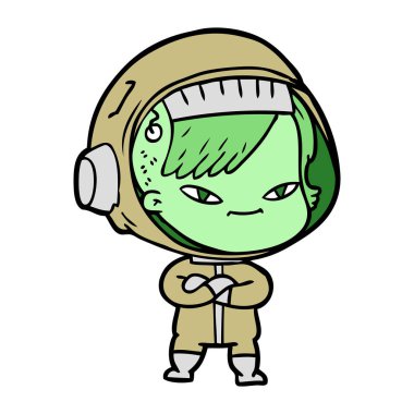 vektör çizim karikatür astronot kadın