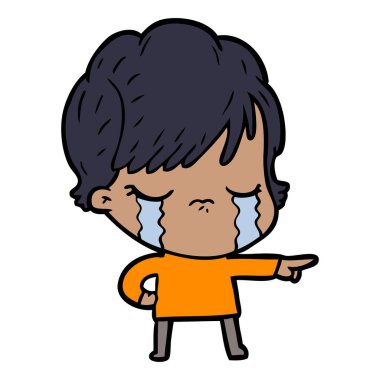 vektör çizim karikatür kadının ağladığını