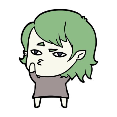 Çizgi filmdeki vampir kızın vektör çizimi