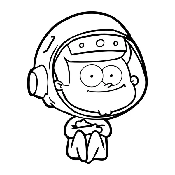 Illustration Vectorielle Dessin Animé Astronaute Heureux — Image vectorielle