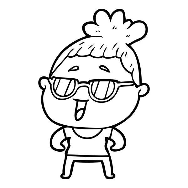 卡通快乐女人戴眼镜 — 图库矢量图片