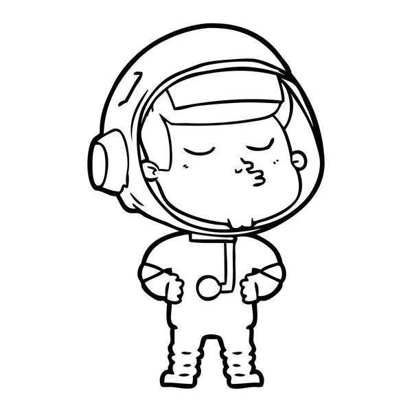 Vector Illustration Cartoon Confident Astronaut — Stock Vector