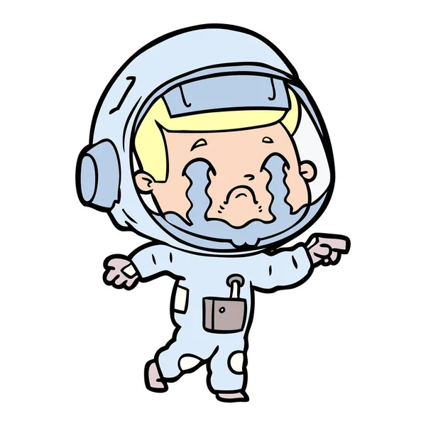 Vektorové Ilustrace Kreslené Plačící Astronaut — Stockový vektor