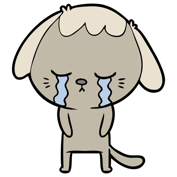 可爱的小狗哭卡通 — 图库矢量图片