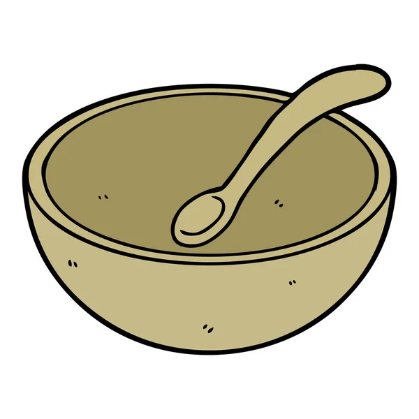 卡通木碗和勺子 — 图库矢量图片