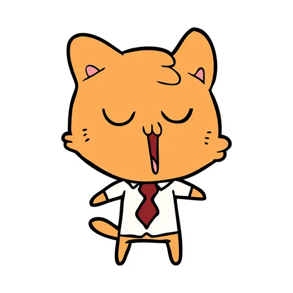 シャツとネクタイで漫画猫 — ストックベクタ