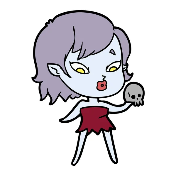 Linda Chica Vampiro Dibujos Animados — Vector de stock