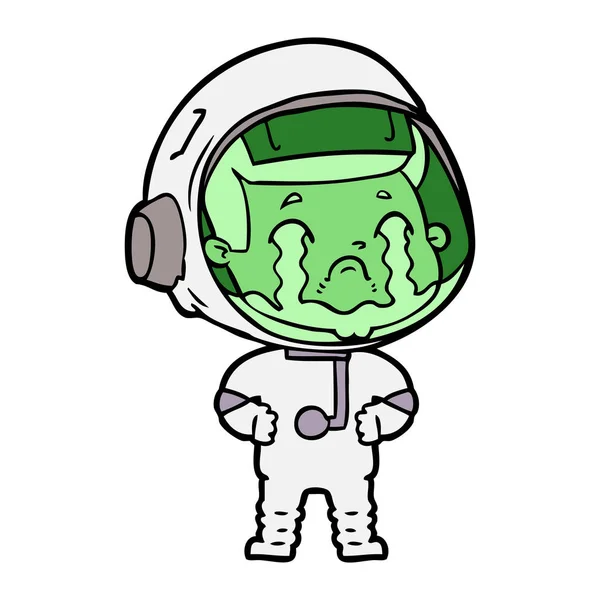 Illustrasjon Tegnefilm Gråtende Astronaut – stockvektor