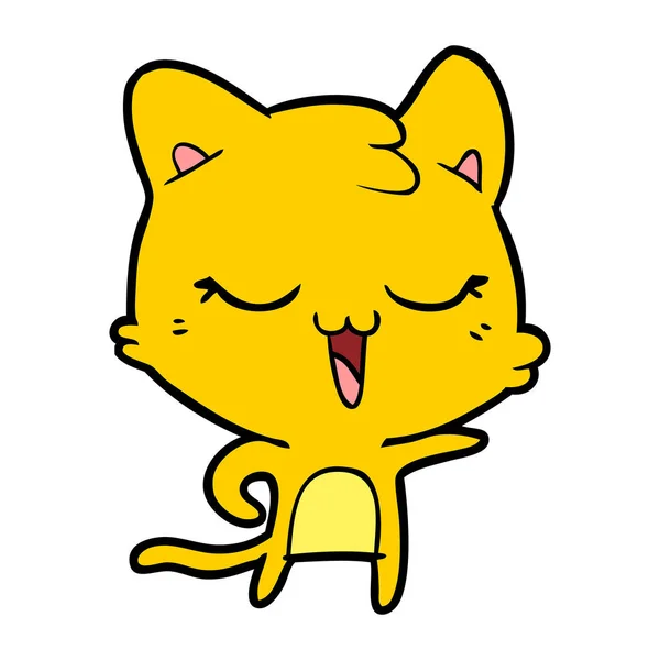 Vectorillustratie Van Happy Cartoon Kat — Stockvector