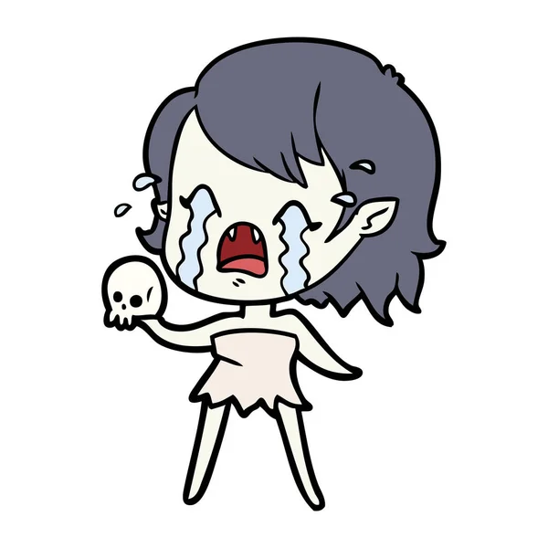 Dessin Animé Pleurer Vampire Fille — Image vectorielle