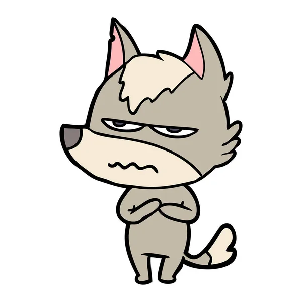 Vector Illustration Cartoon Annoyed Wolf — Stock Vector