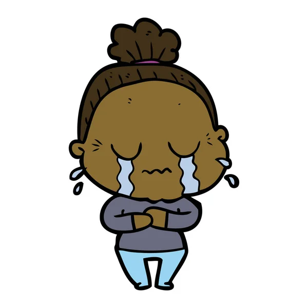 Dessin Animé Pleurer Vieille Dame — Image vectorielle