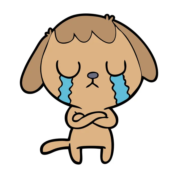 Κινουμένων Σχεδίων Χαριτωμένο Σκυλί Κλαίει — Διανυσματικό Αρχείο