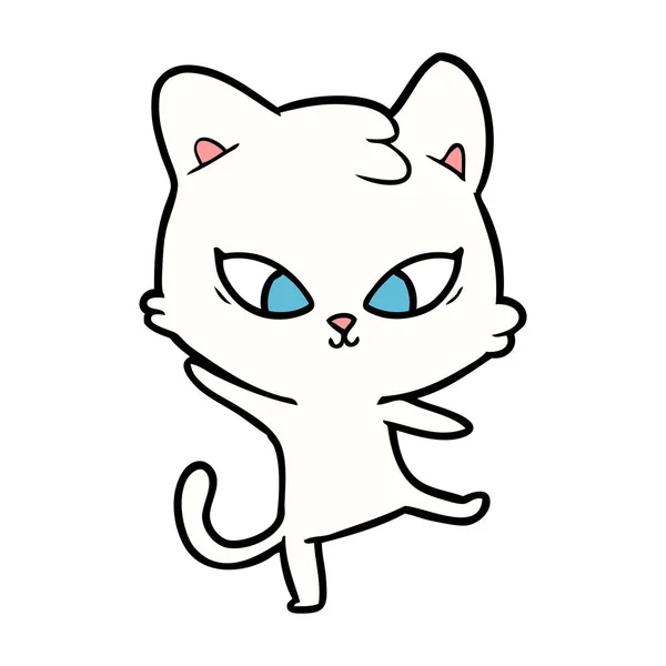 Vektor Illustration Söt Tecknad Katt — Stock vektor