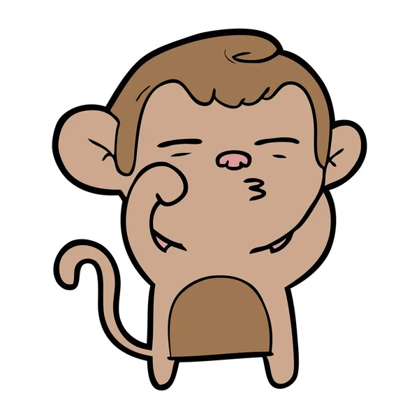 Ilustração Vetorial Desenho Animado Macaco Suspeito — Vetor de Stock
