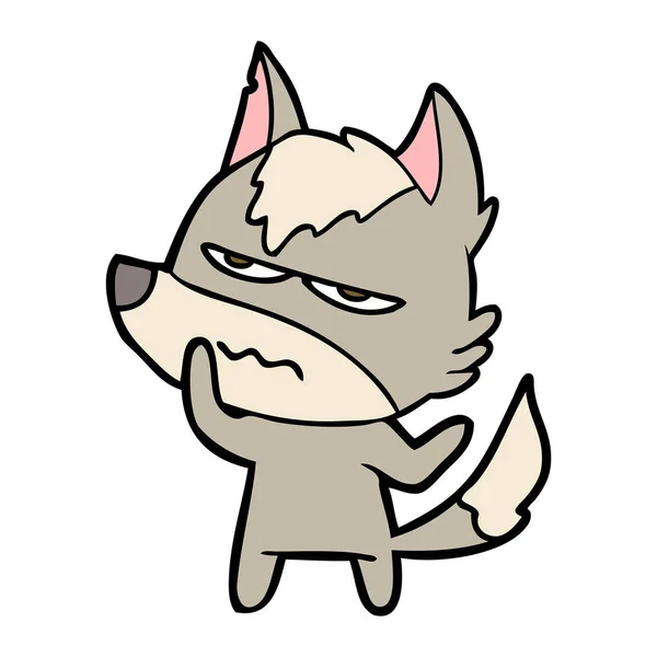 Vector Illustration Cartoon Annoyed Wolf — Stock Vector