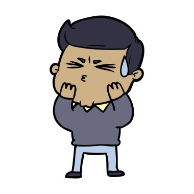  vektör çizim karikatür adam terleme