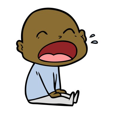 karikatür bağırarak kel adam