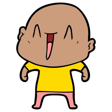 mutlu karikatür kel adam