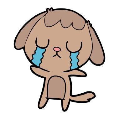 sevimli çizgi köpek ağlıyor