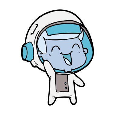 mutlu karikatür astronot vektör çizim
