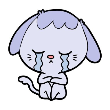 vektör çizim karikatür ağlayan köpek