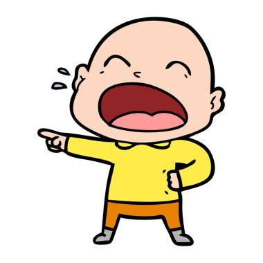 karikatür bağırarak kel adam