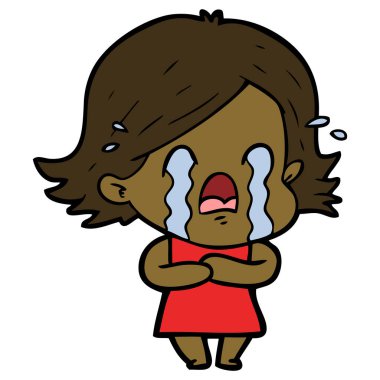 vektör çizim karikatür kadının ağladığını