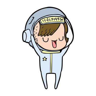 vektör çizim karikatür astronot kadın