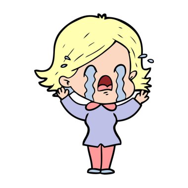vektör çizim karikatür kadının ağladığını
