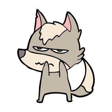 vektör çizim karikatür rahatsız kurt