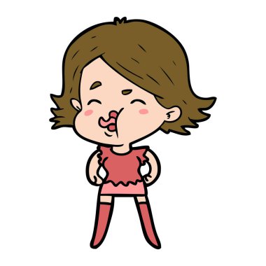 çizgi film kız yüz çekerek