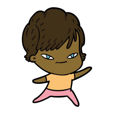 vektör çizim karikatür mutlu kadın